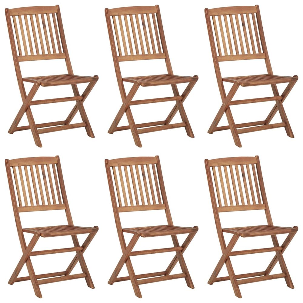 Chaises pliantes 6 pièces en bois d'acacia massif