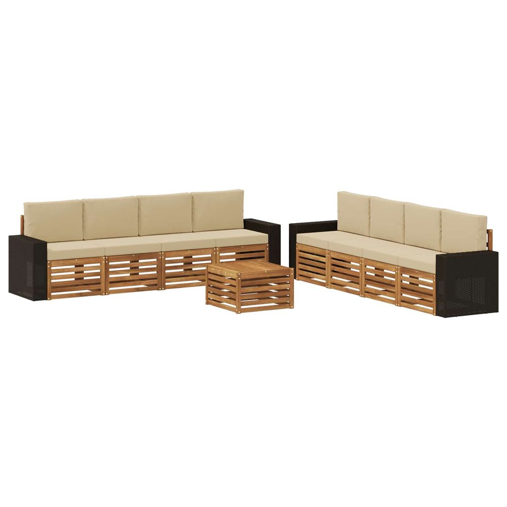 Ensemble de canapés d'extérieur 9 pc naturel et beige