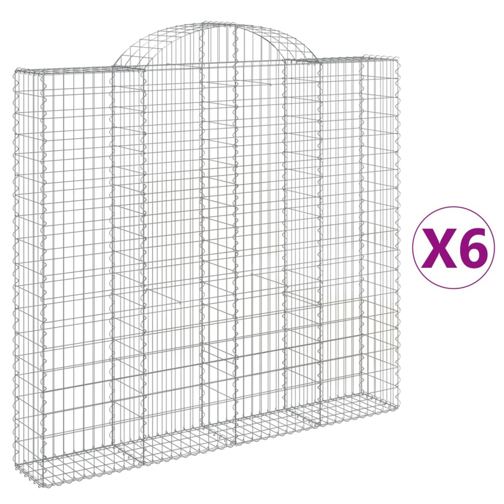 Paniers à gabions arqués 6 pcs 200x30x180/200 cm fer galvanisé