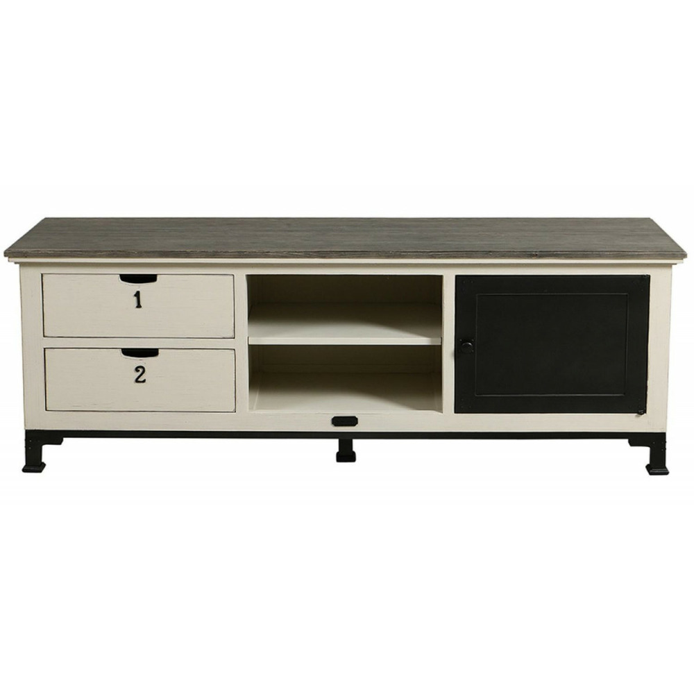 Meuble tv bois blanc - ouessant interior's