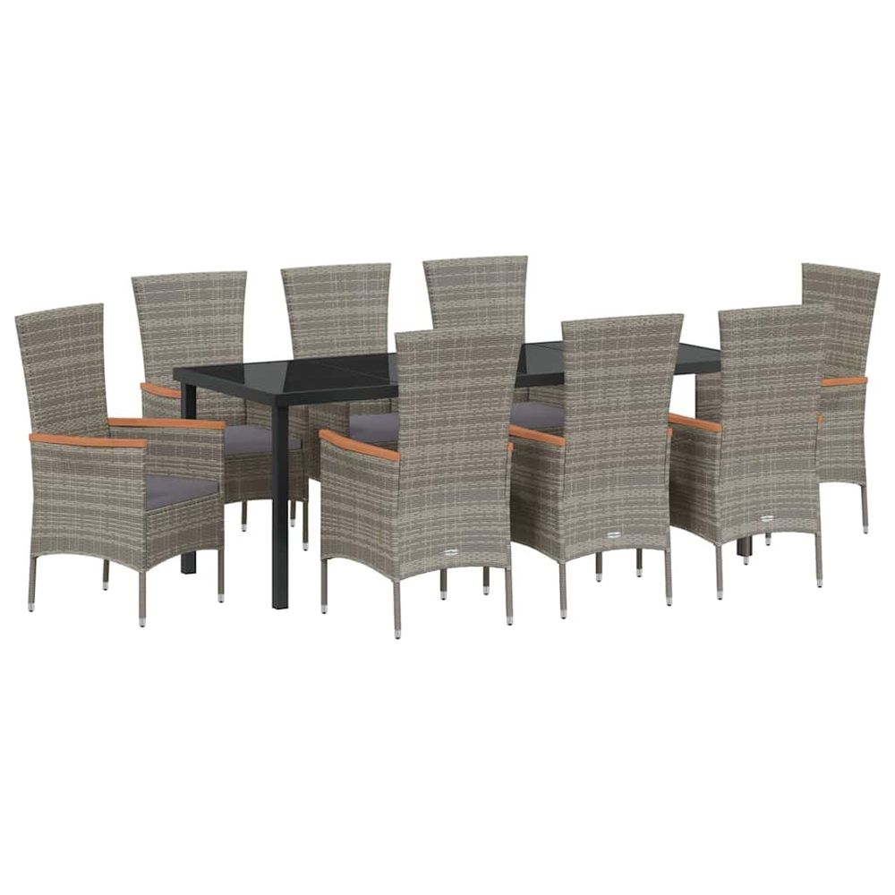 Ensemble de salle à manger pour jardin 9 pc gris