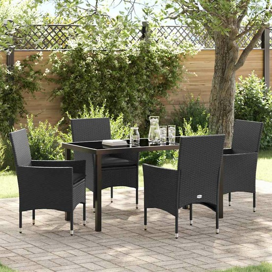 Ensemble de salle à manger pour jardin 5 pcs noir polyrotin