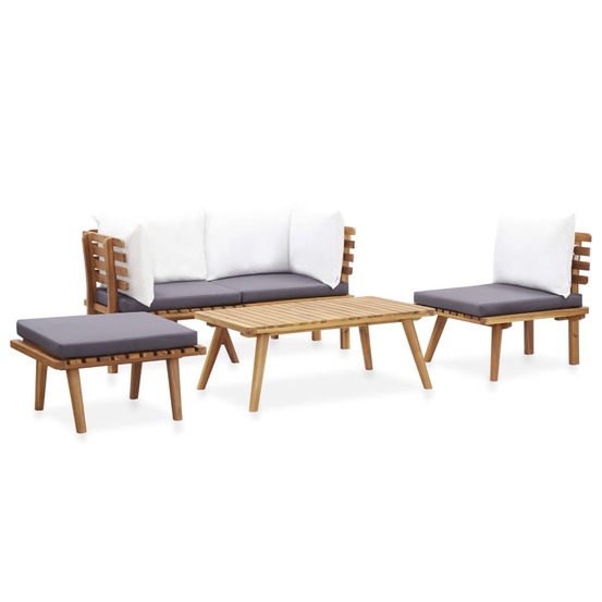 Salon de jardin 5 pcs bois d'acacia solide
