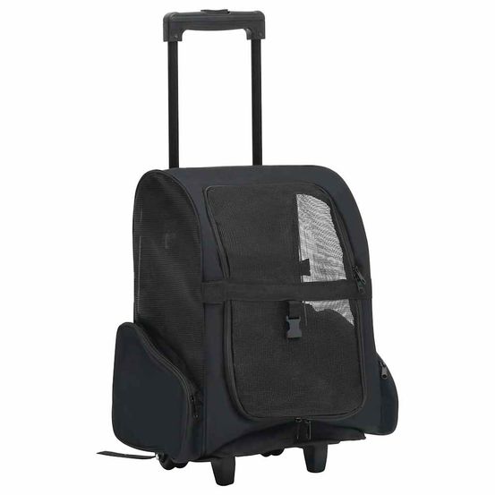 Chariot de transport 3-en-1 pliable pour chien et chat voyage polyvalent noir