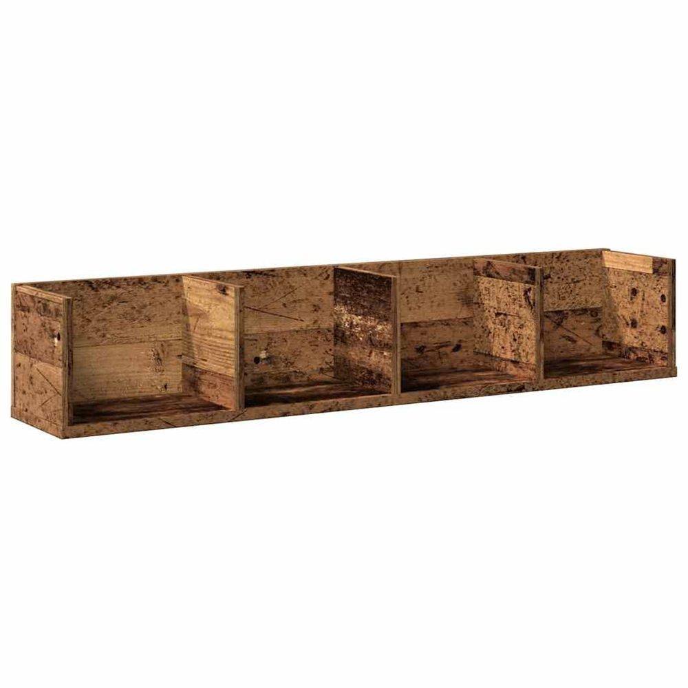 Étagère murale à cd vieux bois 100x18x18 cm bois d'ingénierie