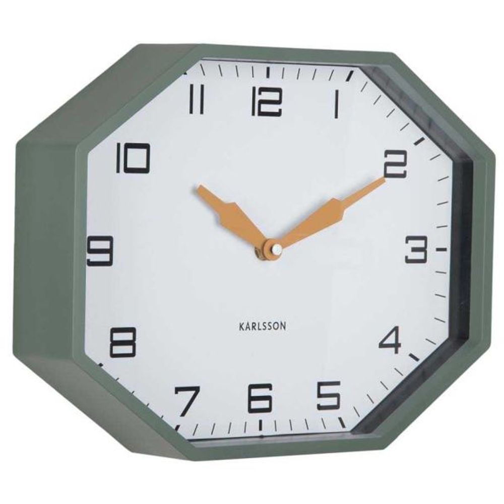 Horloge murale octogonale en résine factory vert jungle