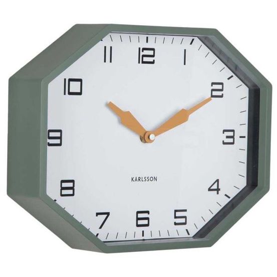 Horloge murale octogonale en résine factory vert jungle