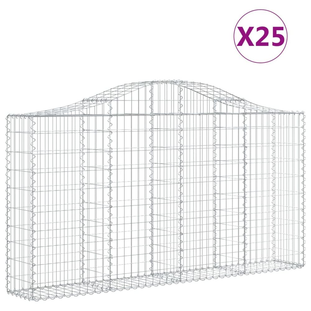 Paniers à gabions arqués 25 pcs 200x30x100/120 cm fer galvanisé
