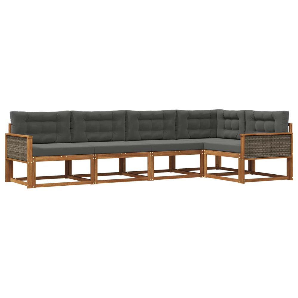 Ensemble de canapés d'extérieur 5 pc naturel et anthracite