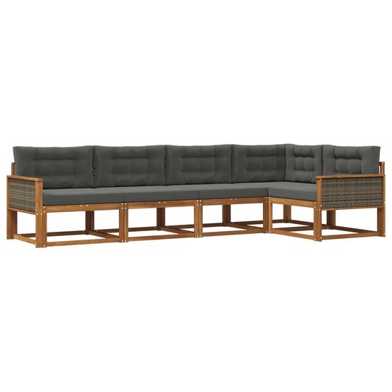 Ensemble de canapés d'extérieur 5 pc naturel et anthracite