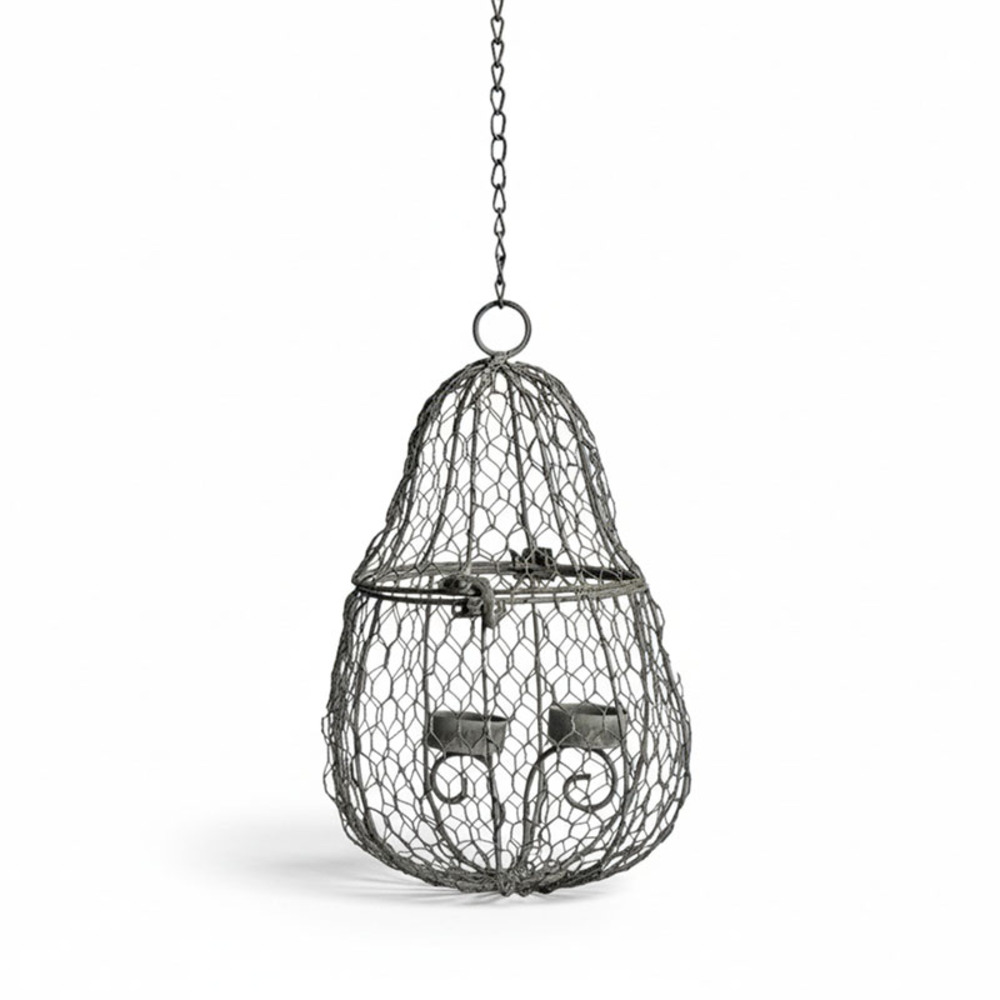 Photophore cage à suspendre fer 20x32cm