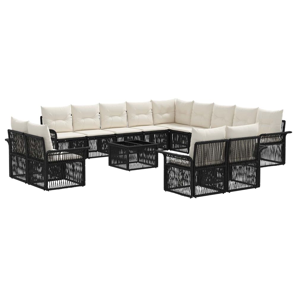 Ensemble de canapé de jardin 14 pc noir et blanc crème