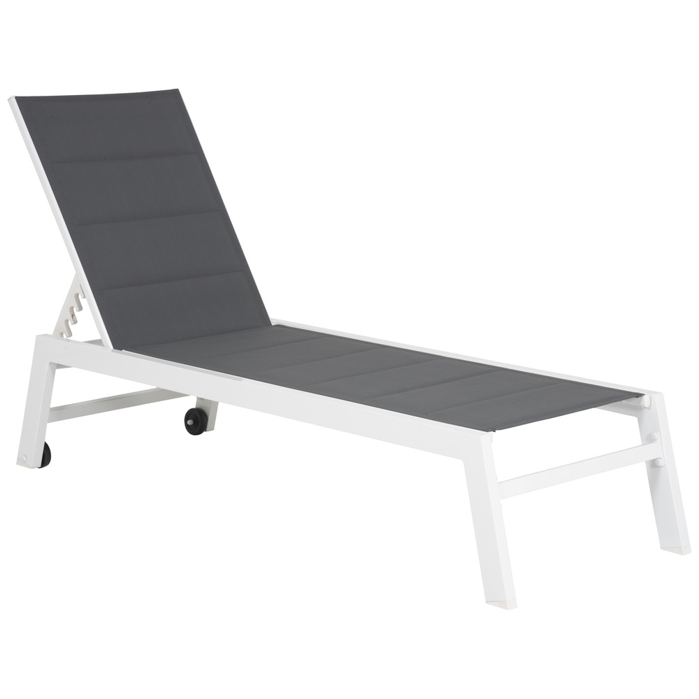Bain de soleil barbados en textilène gris - aluminium blanc