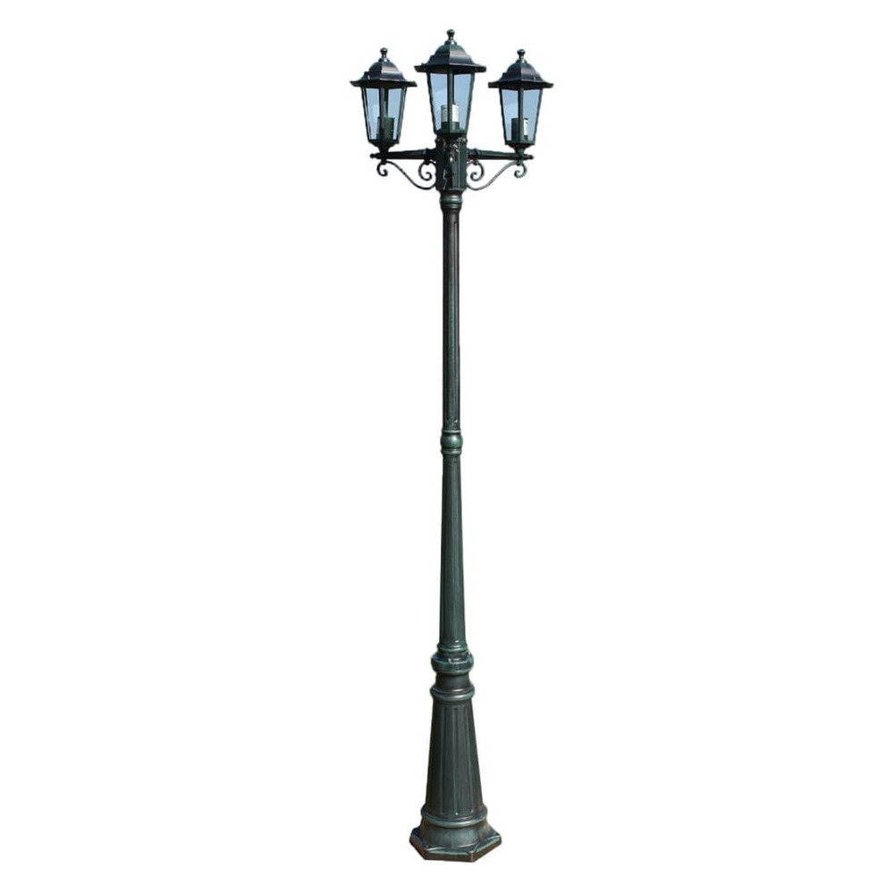 Lampadaire de jardin 3 bras 215 cm vert foncé/noir aluminium