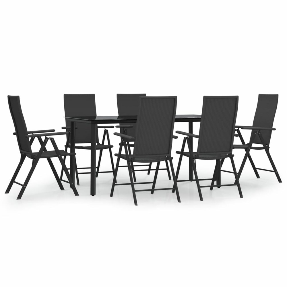 Ensemble à manger de jardin 7 pcs noir résine tressée