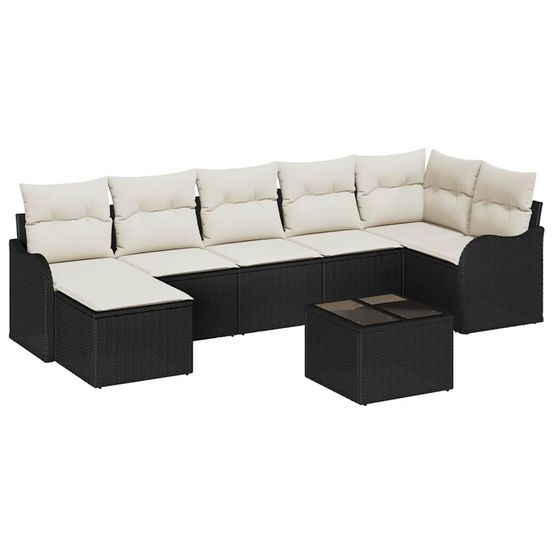 Ensemble de canapé de jardin 8 pc noir et blanc polyrotin