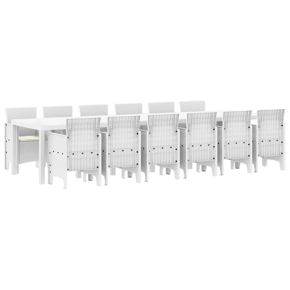 Ensemble de salle à manger pour jardin 13 pc blanc rattan polt