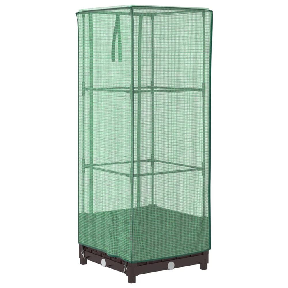 Jardinière d'extérieur surélevée avec housse aspect rotin 40x40x123 cm