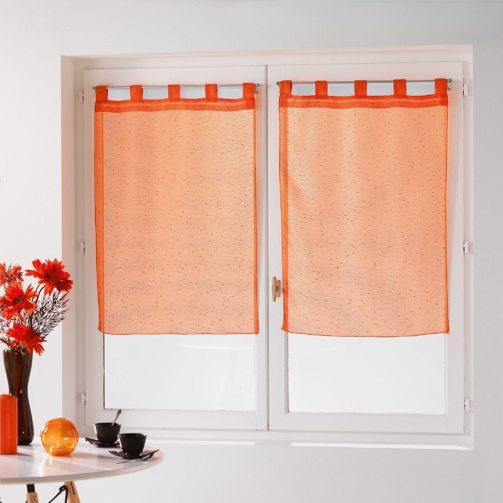 Paire droite de rideaux voile a passants fils coupe dandy