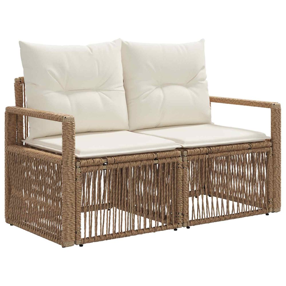 Canapé de jardin 2-nombre de places beige polyrotin