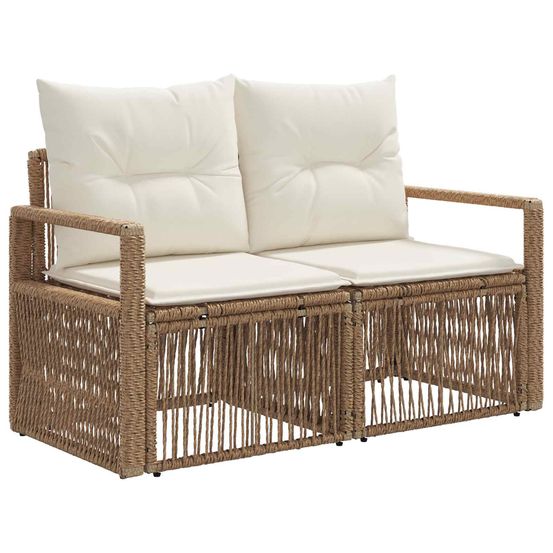 Canapé de jardin 2-nombre de places beige polyrotin