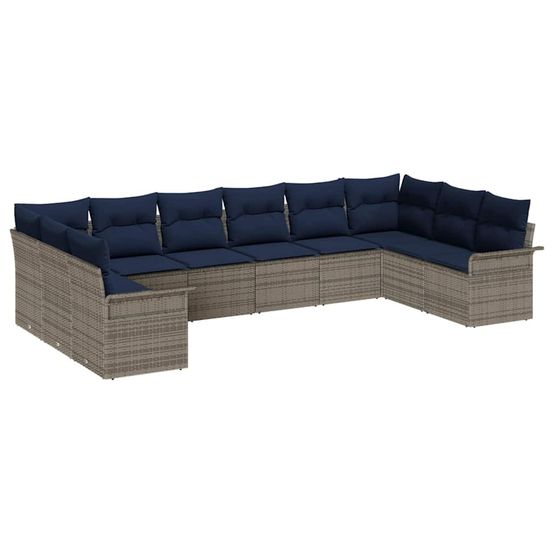 Ensemble de canapé de jardin 10 pc gris clair polyrotin