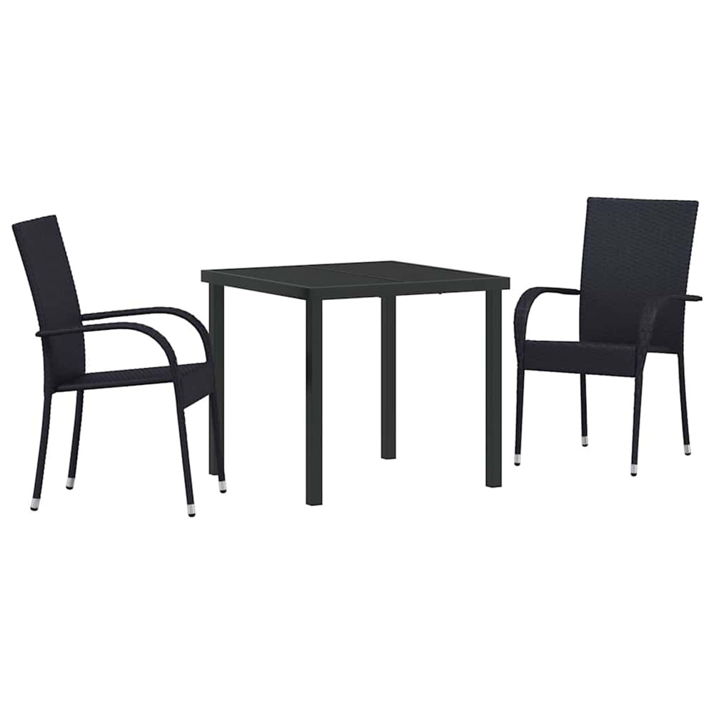 Ensemble de salle à manger pour jardin 3 pcs noir