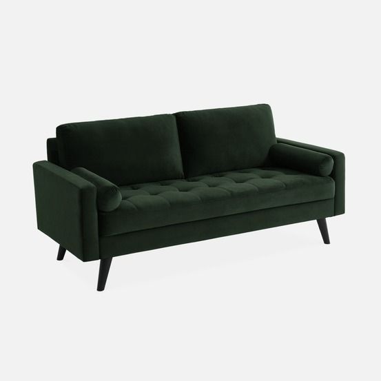 Canapé 3 places scandinave fixe, droit, pieds bois