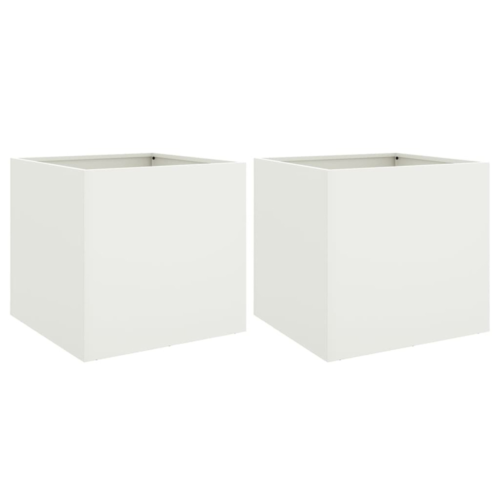 Jardinière d'extérieurs 2 pcs blanc 42x40x39 cm acier