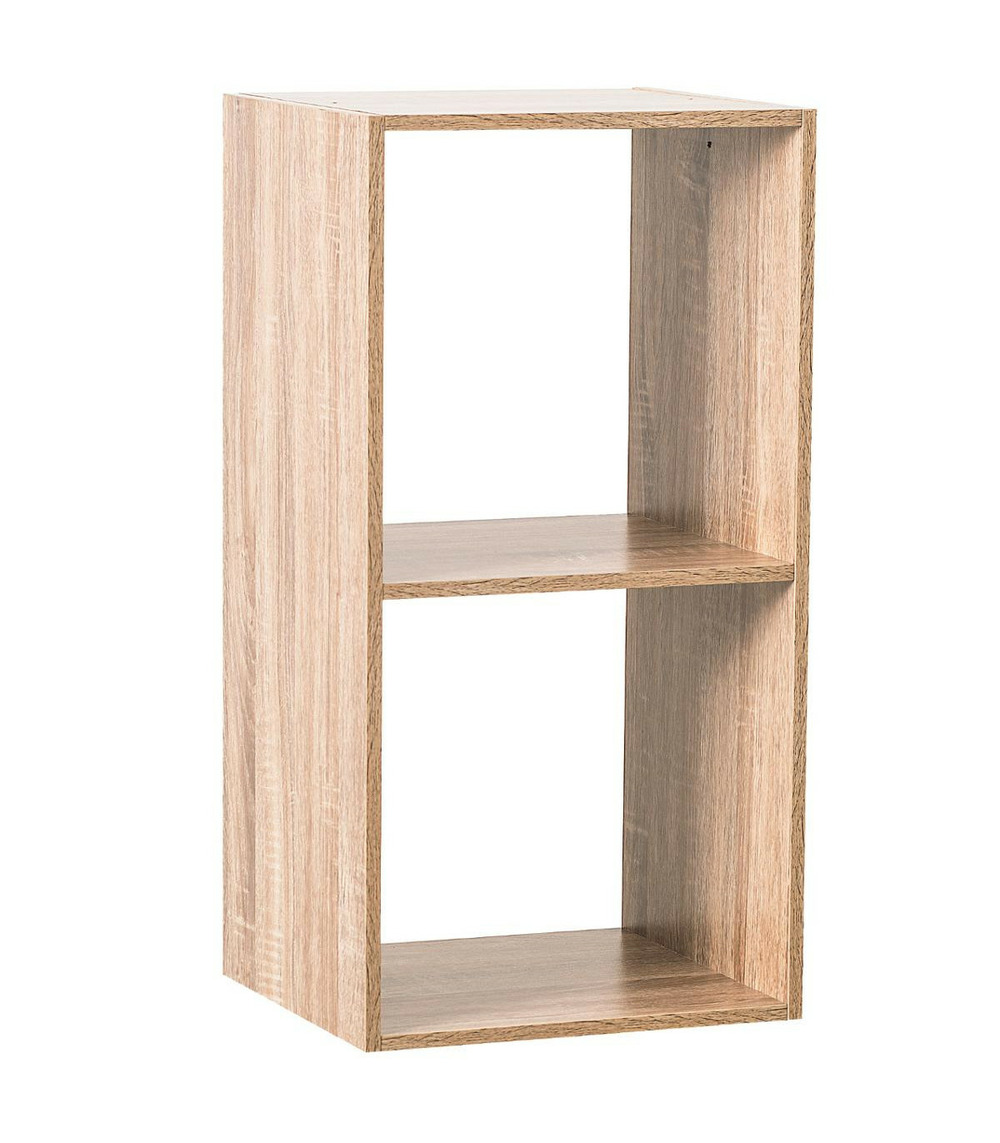 Meuble étagère 2 cases de rangement effet chêne naturel h 67.5 cm - à poser ou mural