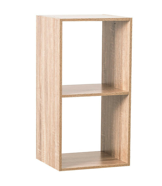 Meuble étagère 2 cases de rangement effet chêne naturel h 67.5 cm - à poser ou mural