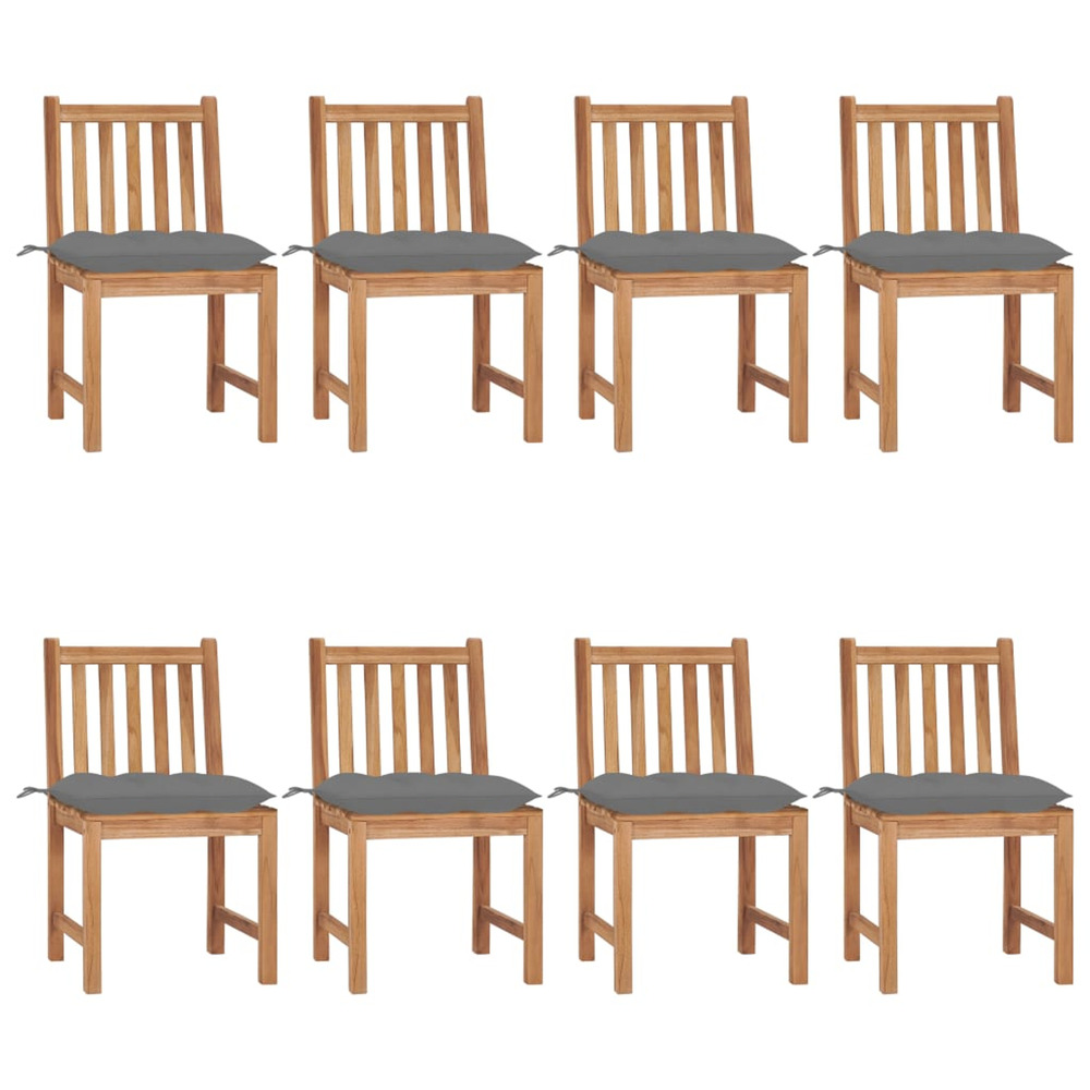 Chaises de jardin lot de 8 avec coussins bois de teck massif