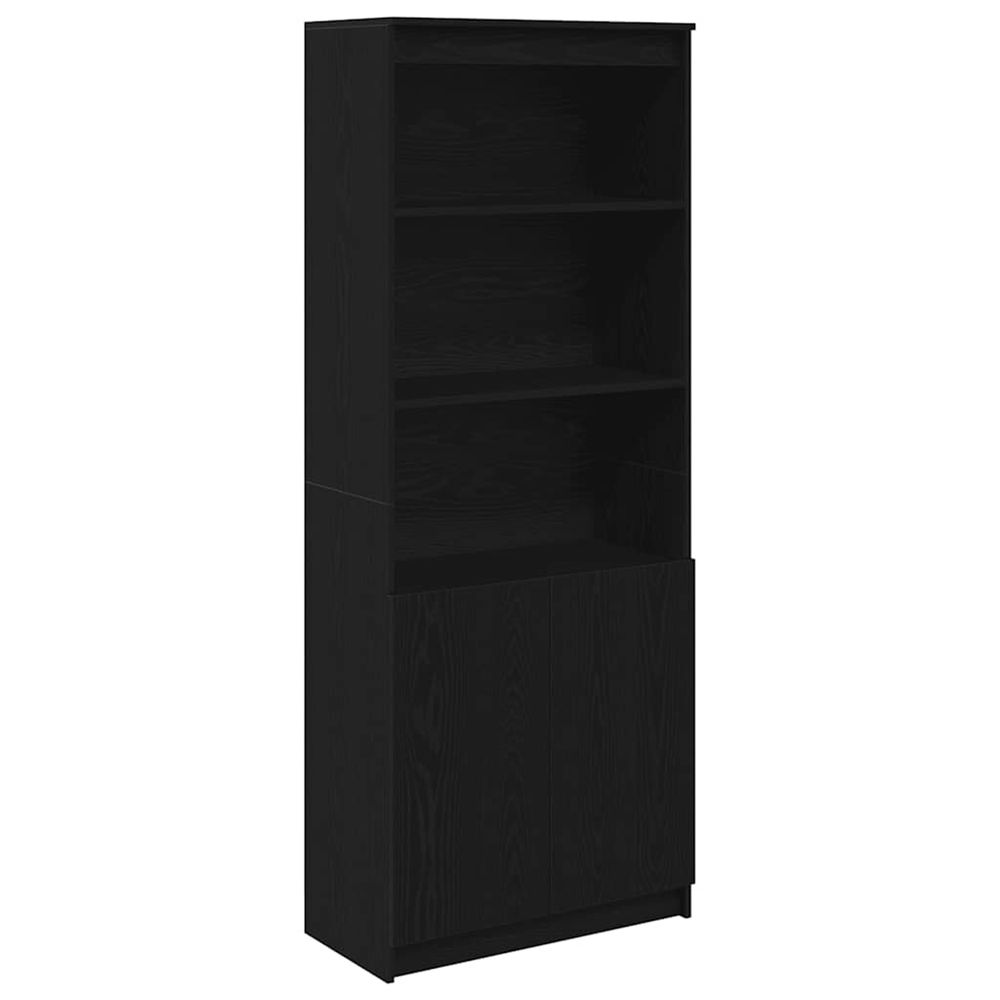 Buffet haut chêne noir 70x35x180 cm bois d'ingénierie