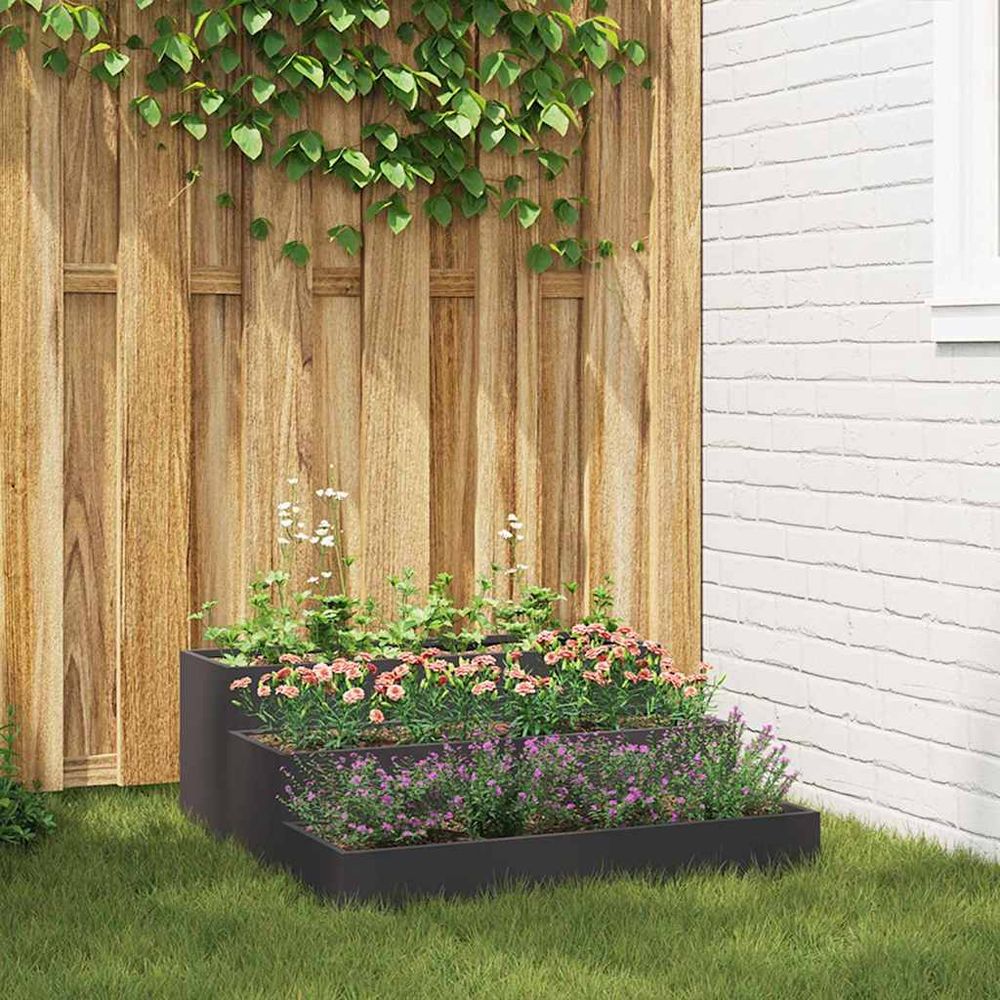 Jardinière carrée acier potager surélevé pour jardin terrasse noir 90cm