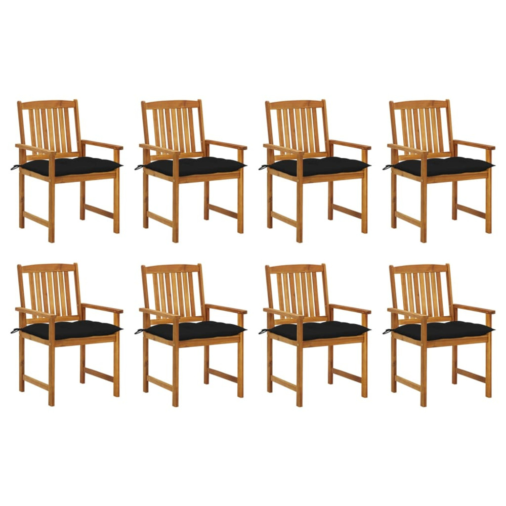 Chaises de jardin avec coussins lot de 8 bois d'acacia solide