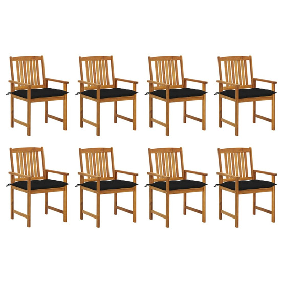 Chaises de jardin avec coussins lot de 8 bois d'acacia solide