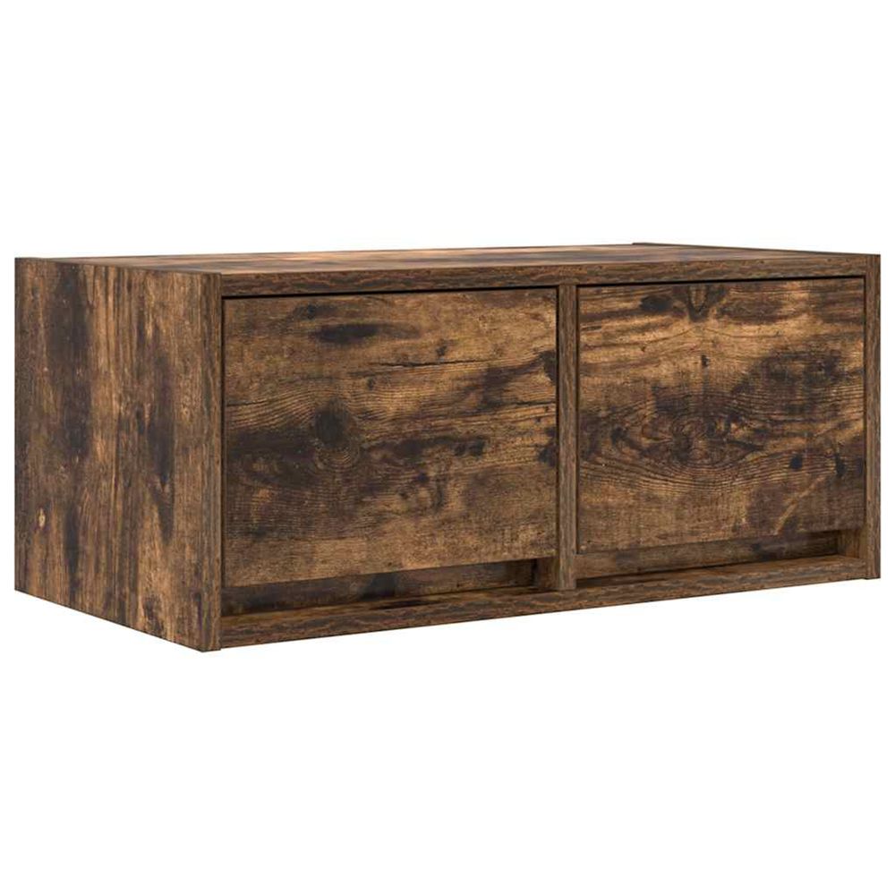 Meuble tv chêne fumé 60x31x25,5 cm bois d'ingénierie