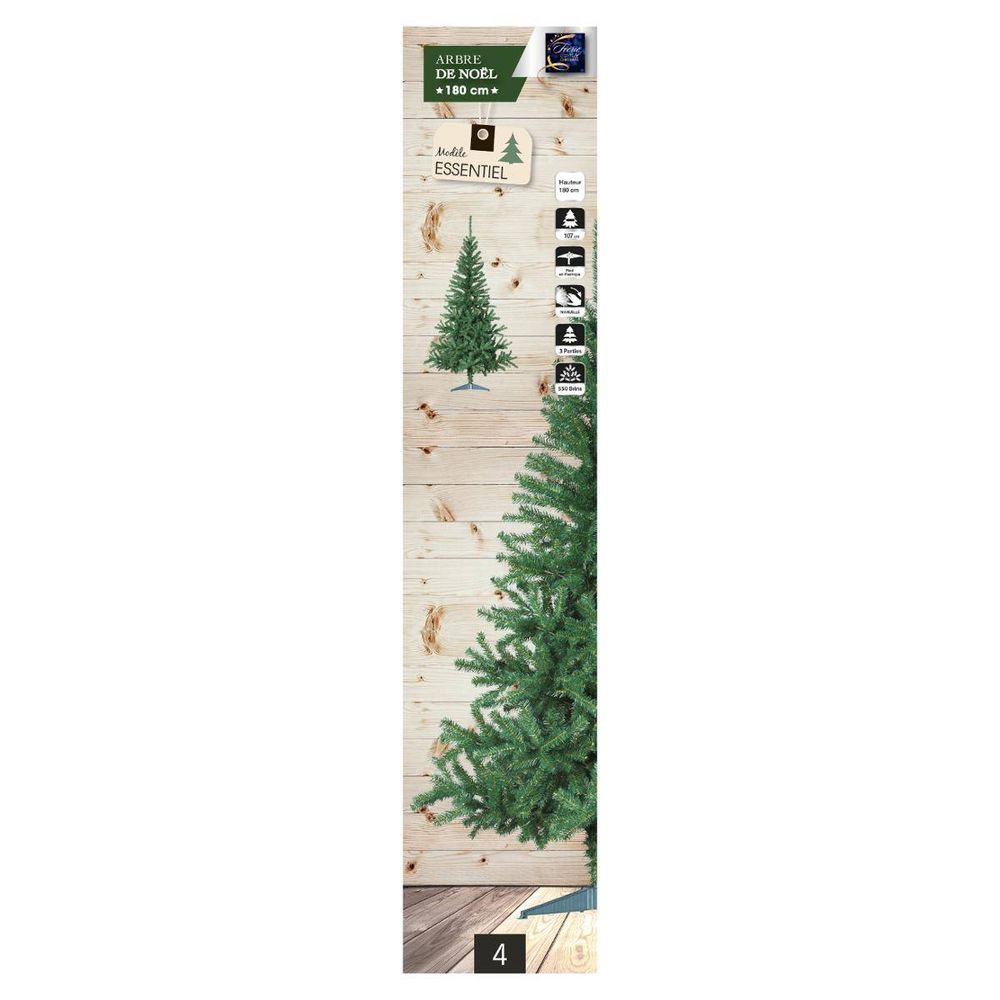 Sapin De Noël Artificiel Vert Avec Fibre Optique 180 Cm - Décoré De 230 Pointes Lumineuses Multicolores, Diamètre 80 Cm | Pour Intérieur Et Extérieur Abrité