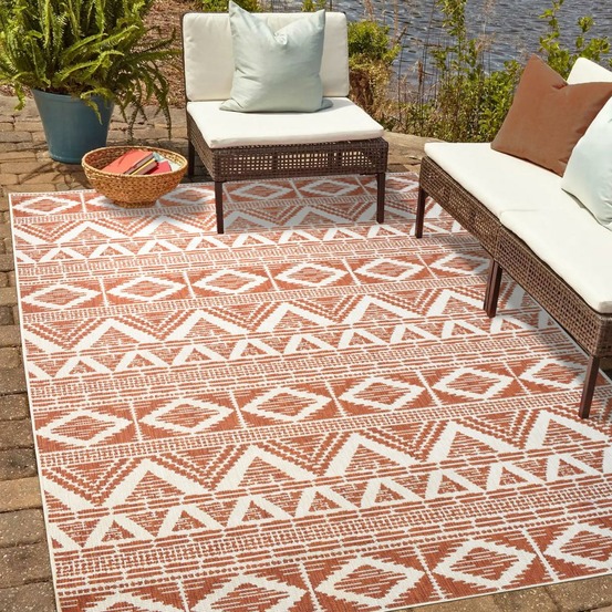 Tapis extérieur, kilim reversible 80x150 lyn2 bg reversible rouge