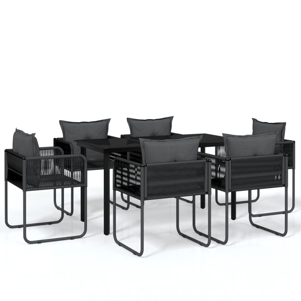 Ensemble à manger de jardin 7 pcs noir