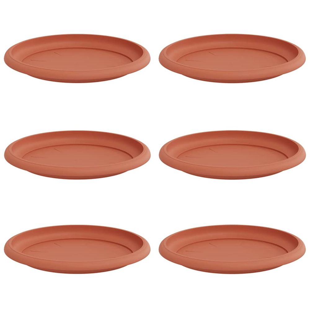 Plateau à fleurs rond 6 pc rouge brique ø 19 x 2 cm plastique