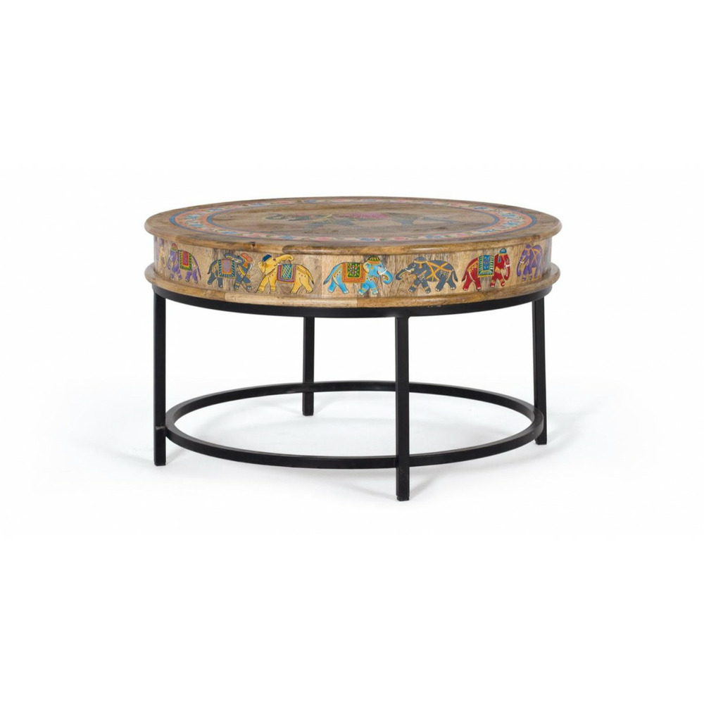 Table basse bois-métal marron - lexine décoration d'autrefois