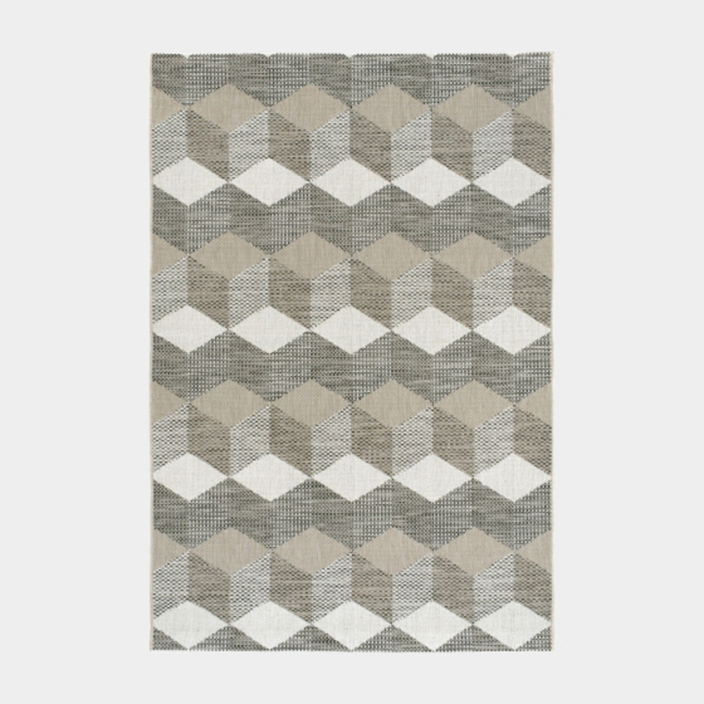 Tapis graphique essenza marron - cubes 3d - 160 x 230 cm