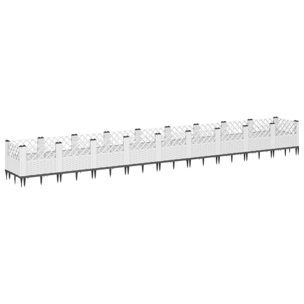 Jardinière d'extérieur avec piquets blanc 363,5x43,5x43,5 cm pp