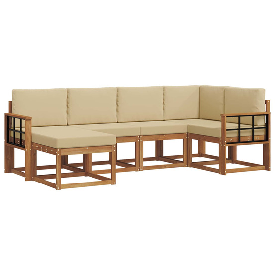 Ensemble de canapés d'extérieur 6 pcs naturel et beige