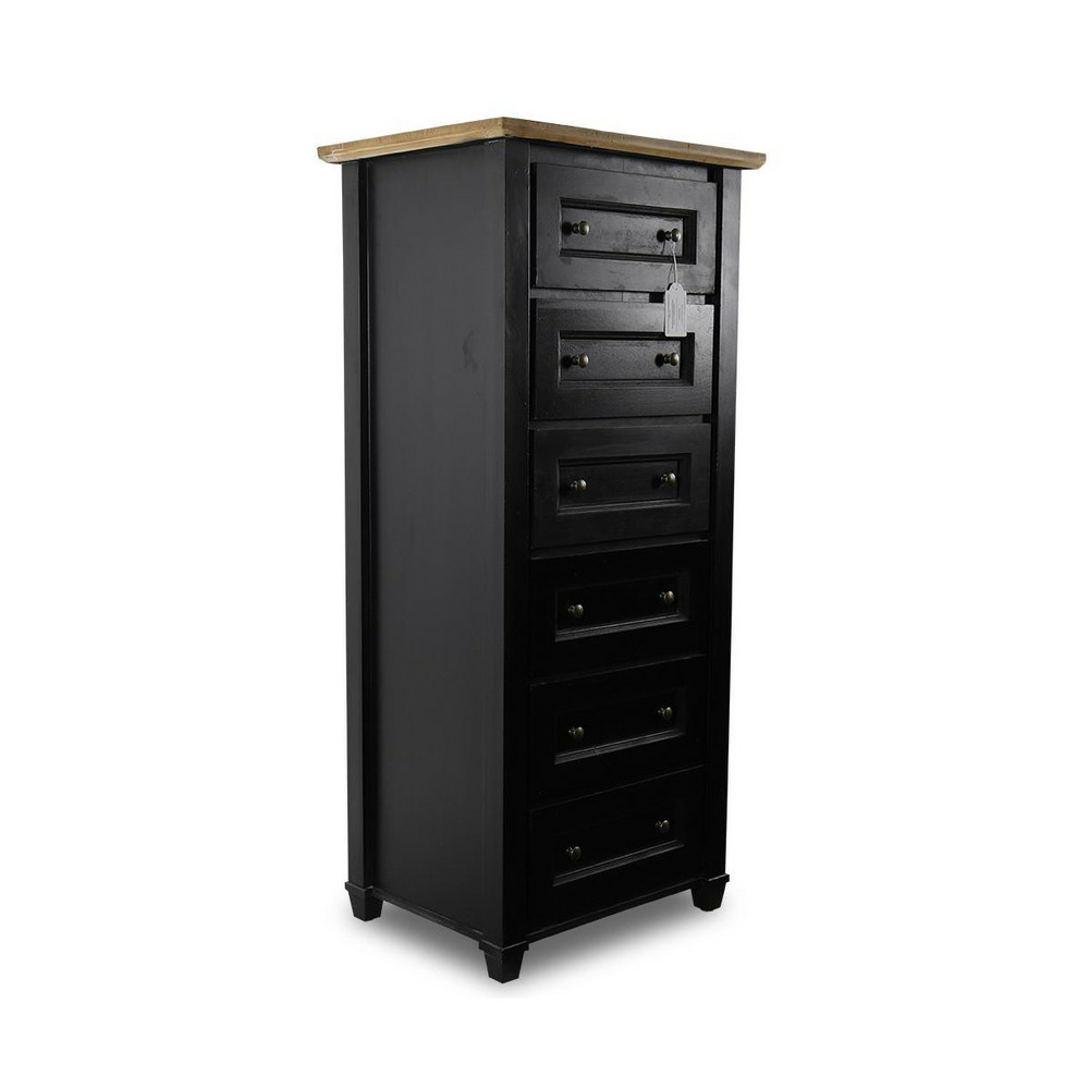 Semainier chiffonnier 6 tiroirs bois-mdf noir - idéline décoration d'autrefois