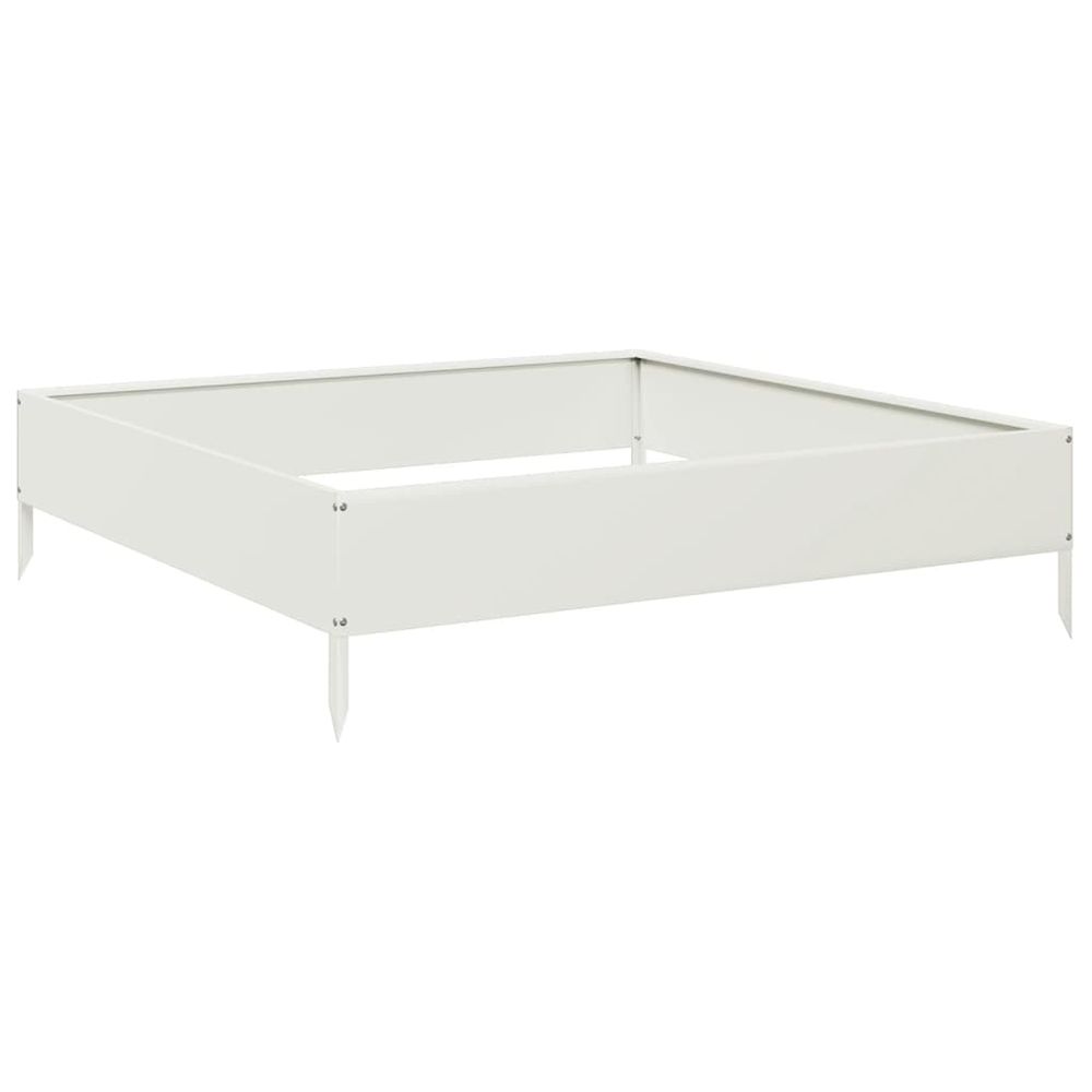 Lit surélevé de jardin blanc 100x100x26 cm acier