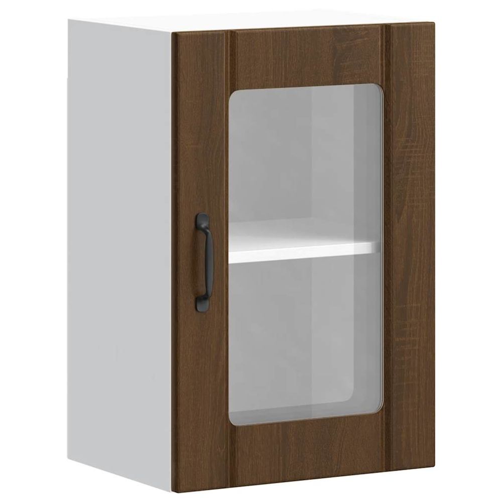 Armoire murale de cuisine et porte en verre lucca chêne marron