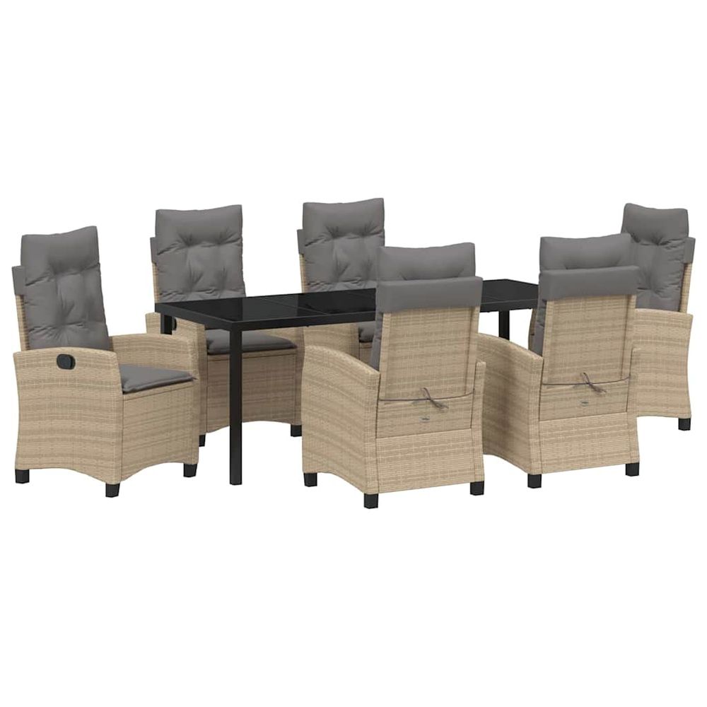 Ensemble de salle à manger pour jardin 7 pc beige polyrotin
