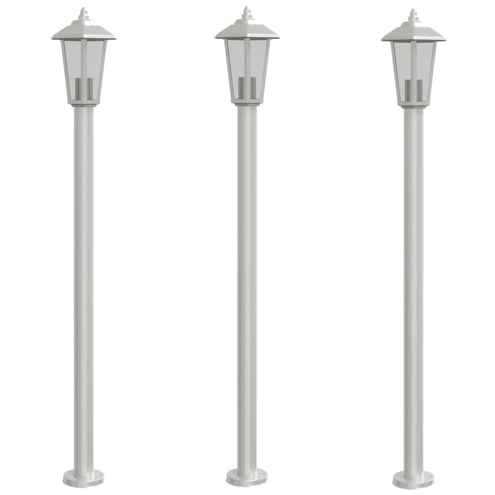 Lampadaires d'extérieur 3 pcs argenté 120 cm acier inoxydable argent